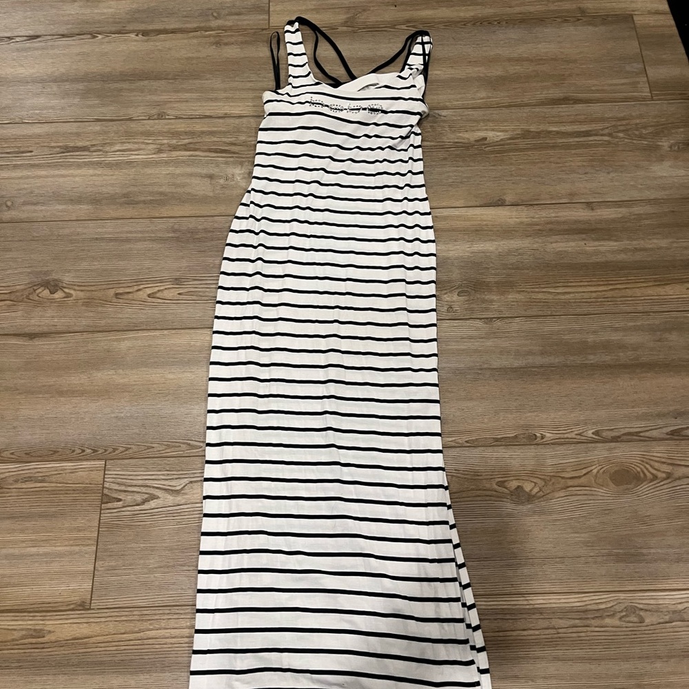 bebe Black and White Striped Maxi Dress - Picture 7 of 8